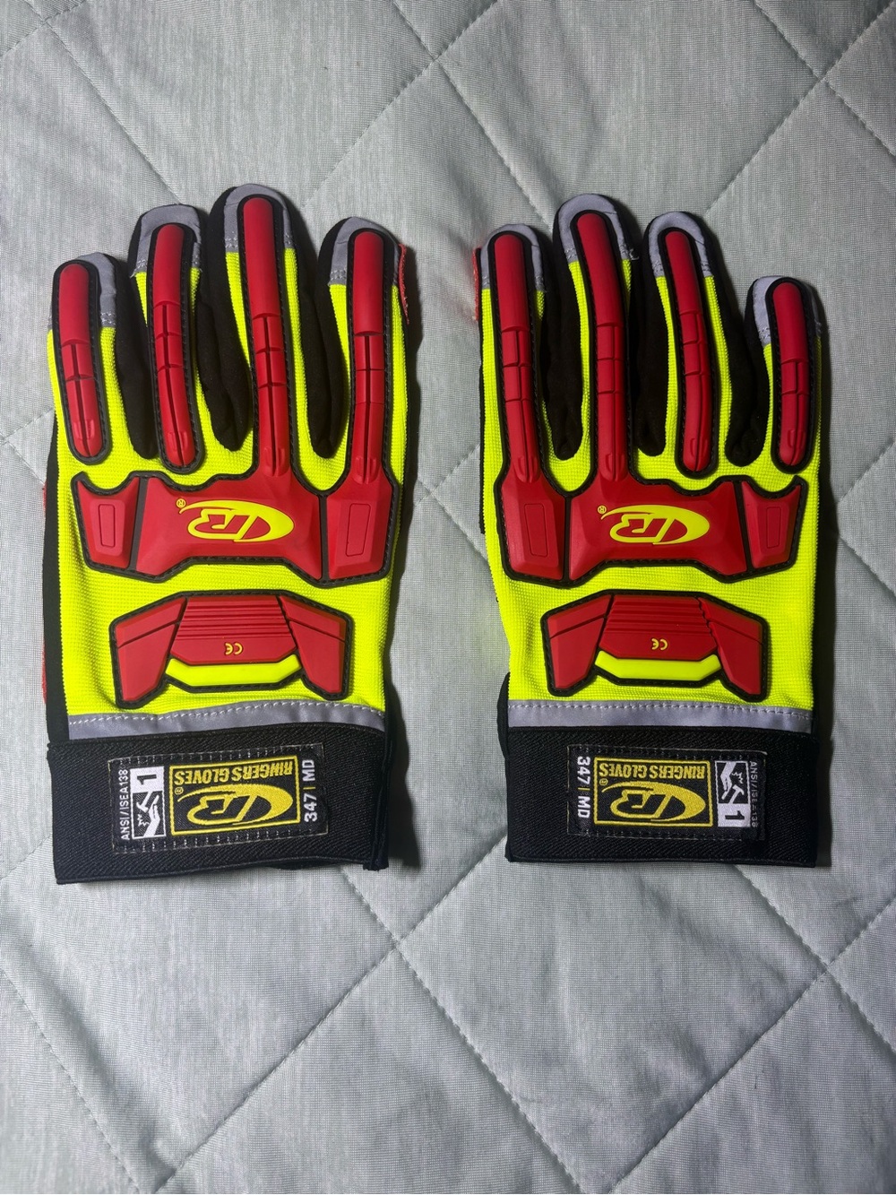 High-Visibility Work Gloves with Red Armor Accents RINGERS MD